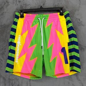 The Hundreds Mens Neon Graphic Mesh Lined Shorts Multicolor Lightning Bolt Small